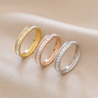 💍แหวนไทเทเนียมแบบเพชร แหวนสเตนเลส แหวนผู้ชาย แหวนผู้หญิง แหวนแฟชั่น มีขนาด 6-13 มม.
