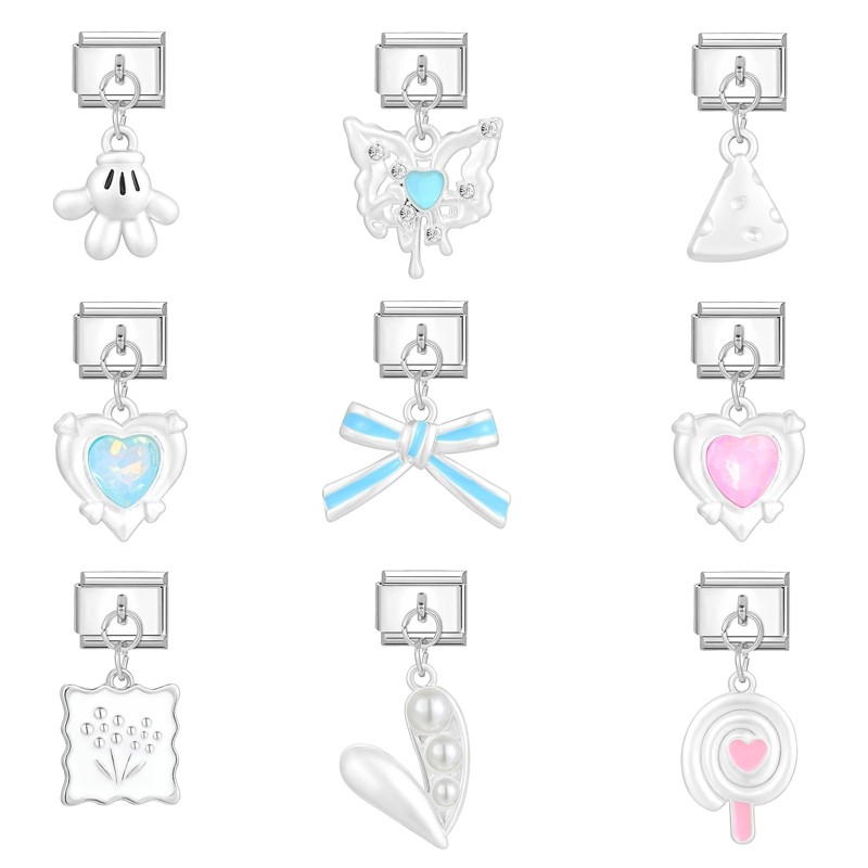อิตาเลี่ยน Charm Links สําหรับสร้อยข้อมือแฟชั่นจี้สร้อยข้อมือเพื่อนครอบครัว DIY โมดูลสร้อยข้อมือ Charm อิตาเลี่ยน Links Fit 9 มม.สร้อยข้อมือสแตนเลสเครื่องประดับ DIY ทํา