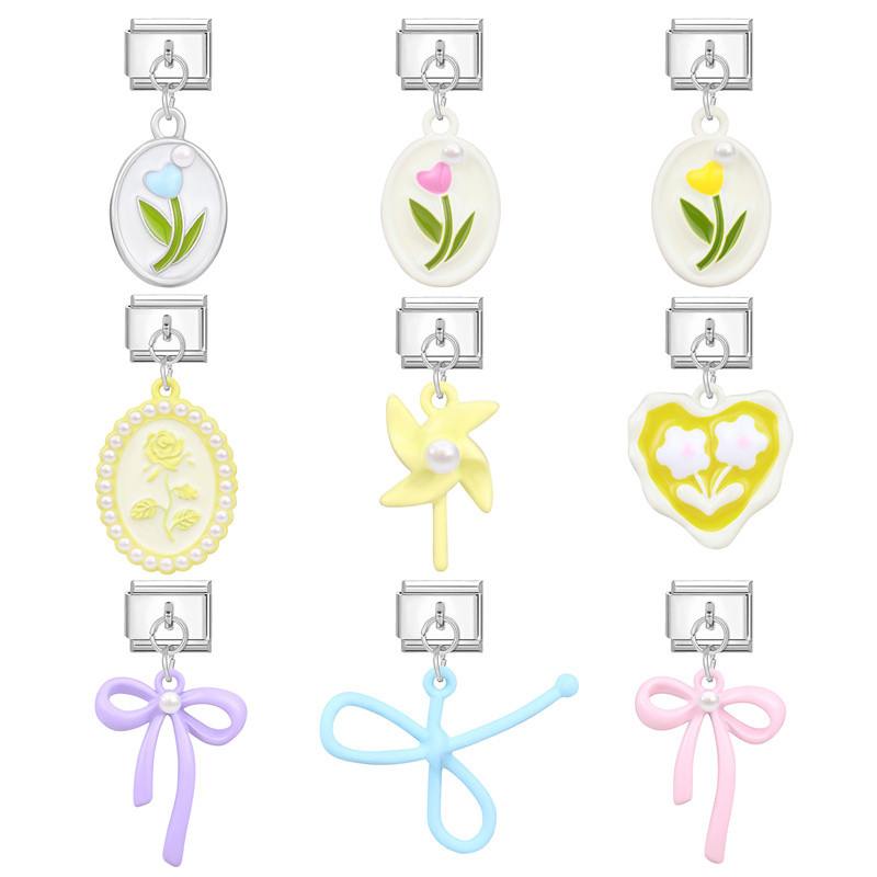 อิตาเลี่ยน Charm Links สําหรับสร้อยข้อมือแฟชั่นสีจี้สร้อยข้อมือเพื่อนครอบครัว DIY โมดูลสร้อยข้อมือ Charm อิตาเลี่ยน Links Fit 9 มม.สร้อยข้อมือสแตนเลสเครื่องประดับ DIY ทํา