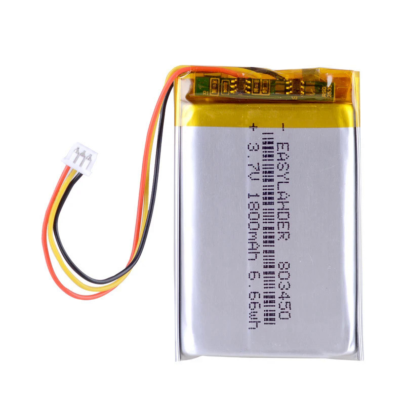 3.7V 1800mAh Lithium Polymer  Rechargeable Battery with JST 1.25mm 3pin connector For MP3 camera GPS