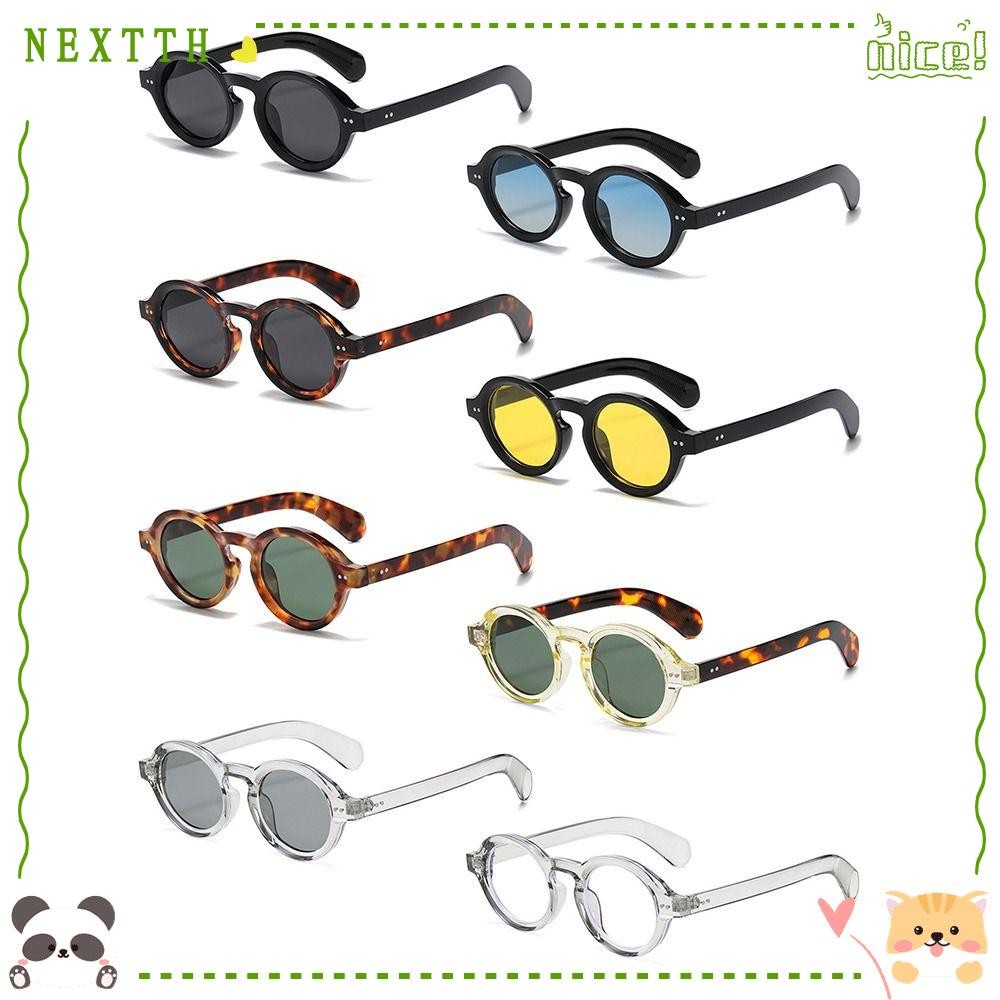 Nextth Punk Shades, UV400 แฟชั่นรอบกรอบแว่นตากันแดด,อินเทรนด์ Retro Vintage Rivets ตกแต่งแว่นตากันแดดสําหรับผู้หญิงและผู้ชาย