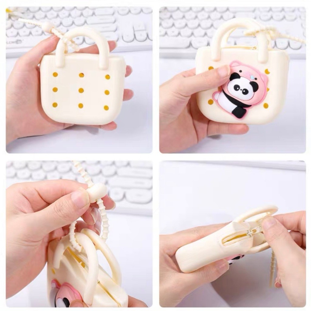 กระเป๋าใส่เหรียญ มีซิป ซิลิโคน มีหูหิ้ว พร้อมสายห้อย ลายน่ารักๆ พร้อมส่งจากไทย