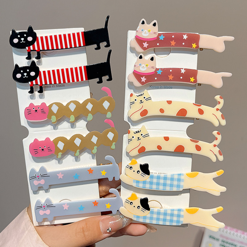 4 ชิ้น/6 ชิ้นน่ารักแมวน้อย Hairpin ญี่ปุ่นและเกาหลีสาว Bangs คลิปการ์ตูนตลก Headwear