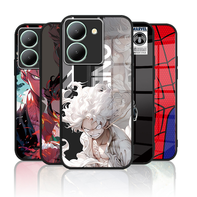 เคสกระจก VIVO Y36 4G / Y27 5g / Y27s / Y36 5g เคสกระจกนิรภัยฮาร์ดฝาหลังขอบซิลิคอนอ่อน