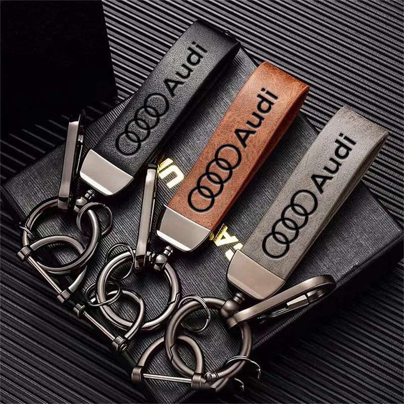 High Grade Leather Keychain With Car Logo Keyring Accessories For Audi A3 A4 A6 A5 Q5 A1 Q7 Q3 TT SQ