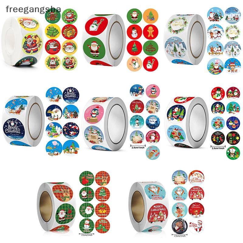 [FREG] 500 ชิ้น Merry Christmas สติกเกอร์ธีมคริสต์มาสป้ายซีลสติกเกอร์สําหรับ DIY ของขวัญเบเกอรี่แพคเกจซองจดหมายเครื่องเขียนตกแต่ง FDH