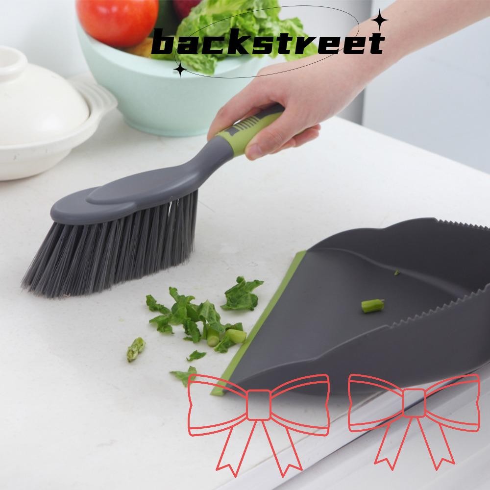 Backstage Sweep Desk Broom, Grey Plastic Mini Brooms Shovel Set, Small Punching and Brush Set Floors/Tables/Animal Cages