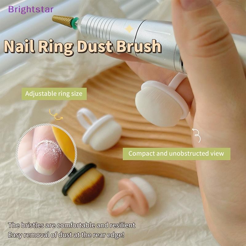 Brightstar Nails Art แปรงปัดฝุ่นหัวเข็มขัดแปรงรูปไข่เจลฝุ่นทําความสะอาด Make Up แปรงรูปแหวนเล็บเครื่องมือใหม่