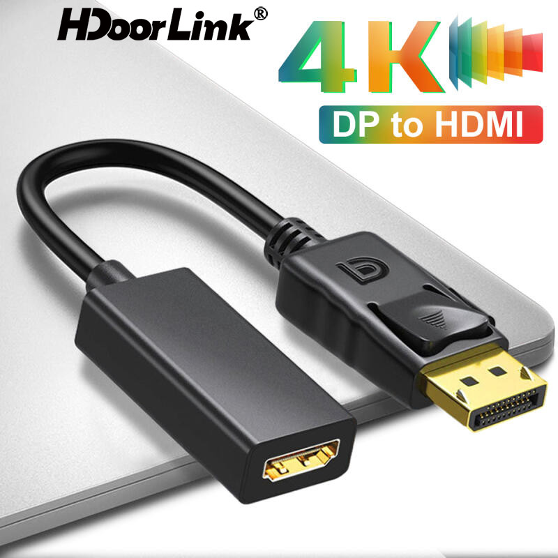 Hdoorlink DP เป็น HDMI เข้ากันได้กับ 4K UHD อะแดปเตอร์สายเคเบิลชายกับหญิงสําหรับ HP/DELL แล็ปท็อป PC Display Port To 1080P HDTV Video Cord Converter