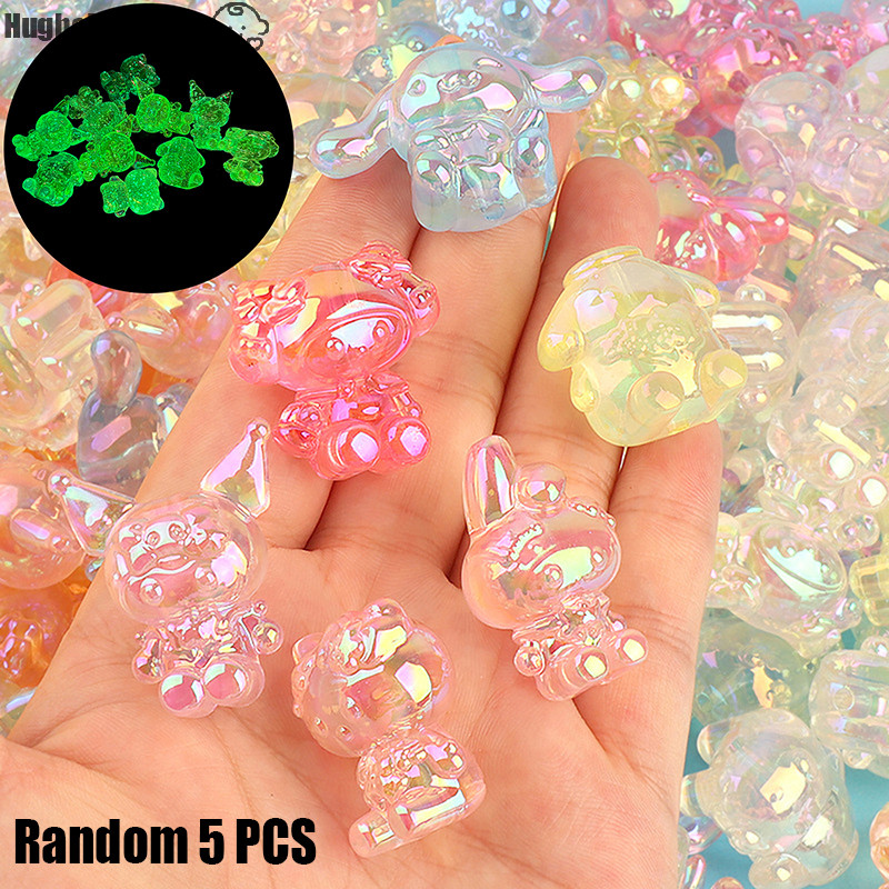 [Hugbabysstore] 5 ชิ้น/ถุง Electroplated Night Glow Sanrio Shiny KT ลูกปัดเครื่องประดับอุปกรณ์เสริมโซ่โทรศัพท์มือถือทํา DIY วัสดุใหม่