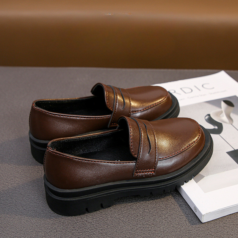 เด็กรองเท้าหนังแฟชั่นรองเท้าสีดําสําหรับหญิงชายโรงเรียนอเนกประสงค์เด็ก รองเท้าไม่มีส้น สาเหตุ เด็กวัยหัดเดินแฟลต - รูปที่ 3