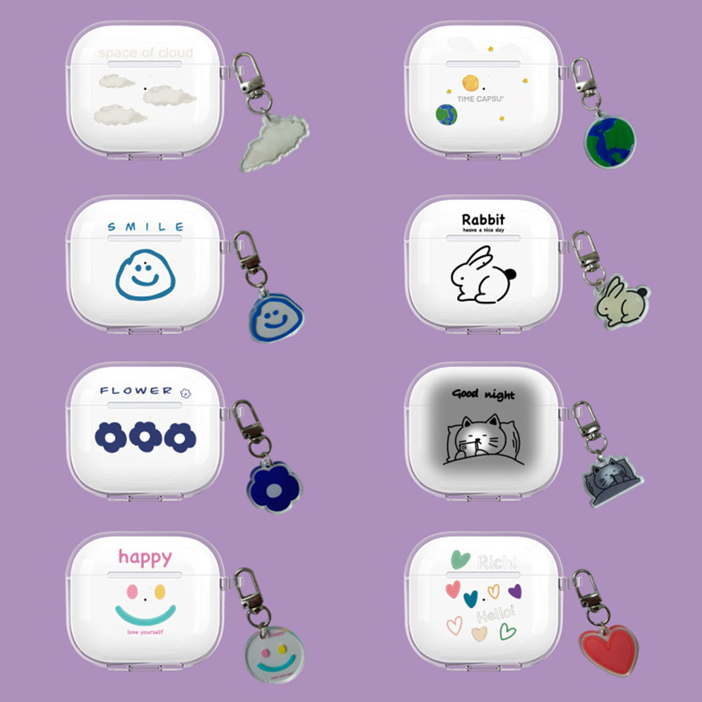 โปร่งใสดอกไม้หัวใจซิลิโคนสําหรับ AirPods 4th Gen Soft TPU หูฟังพร้อมพวงกุญแจสําหรับ AirPod 1 2 3 4 2024 กรณี