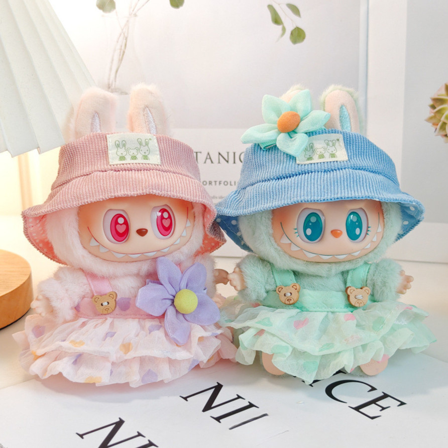 สําหรับ labubu v2 นั่งตุ๊กตา labu เสื้อผ้าชุดตุ๊กตาเสื้อผ้าสี Match Hoodies ตุ๊กตาอุปกรณ์เสริมน่ารักตกแต่ง