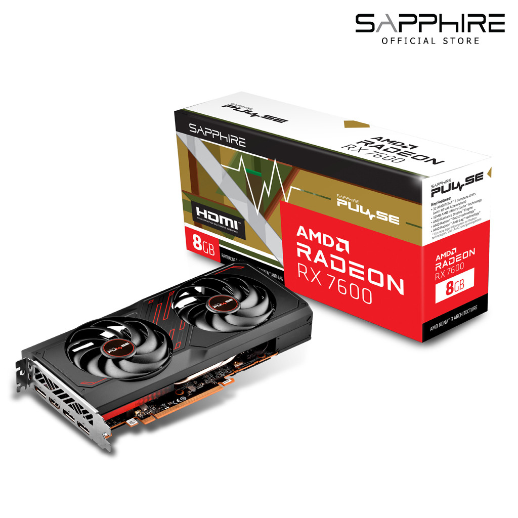 VGA SAPPHIRE PULSE AMD RADEON RX 7600 GAMING OC 8GB GDDR6 HDMI/TRIPLE DP