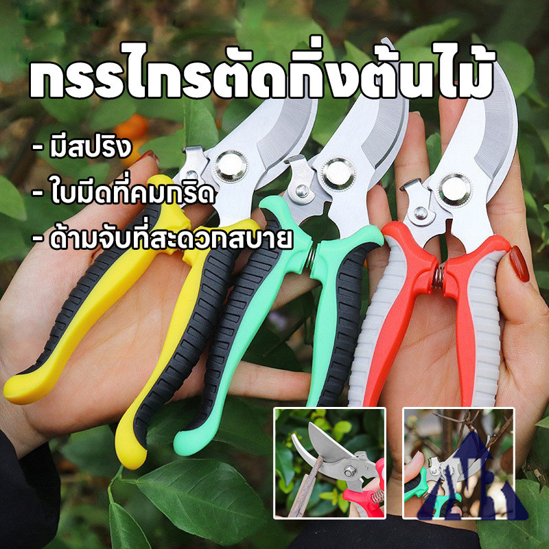 พร้อมส่งจาก กทม กรรไกรตัดกิ่งไม้ กรรไกรแต่งกิ่งปากโค้ง กรรไกรทำสวน กรรไกรตัดกิ่ง  แบบสเตนเลส มีหลายสีให้เลือก