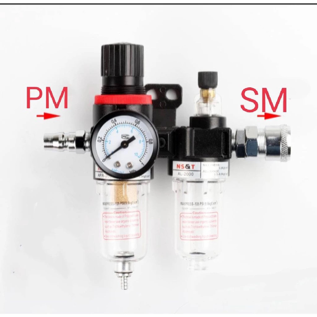 AFC2000 กรองอากาศปั้มลม ชุดกรองลมดักน้ำ กรองท้ายกาพ่นสี ปรับแรงดันลม PM20+SM20