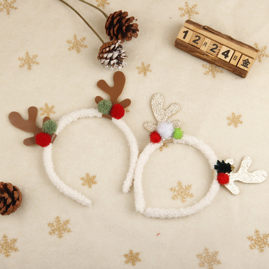 2024 คริสต์มาส Headwear Antlers แถบคาดศีรษะ Elk สีสัน Antlers เครื่องประดับผม