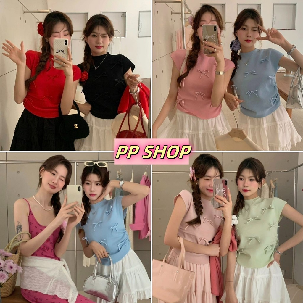 PP Shop​ พร้อมส่ง เสื้อยืดสีพื้นแฟชั่น สไตล์ลำลองสไตล์เกาหลี เสื้อแขนสั้นผ้าถัก ผ้ายืดน่ารักๆ หูกระต่าย#E321