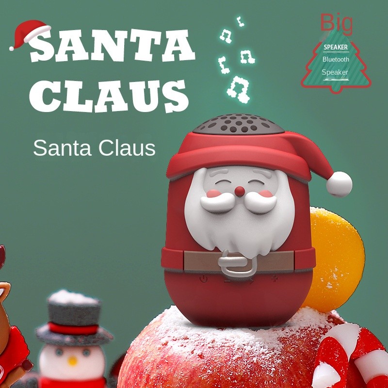 ใหม่การ์ตูนซานตาลําโพงบลูทูธน่ารักมินิการ์ดแทรกได้กลางแจ้งกันน้ําลําโพงบลูทูธแบบพกพา