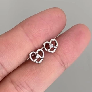 Jinjoo set 4 ชิ้น จิวต่างหู รุ่น Glittering Heart Charms set 4 แบบ 4 สไตล์ ก้านหนา 0.8 (สแตนเลส 316)