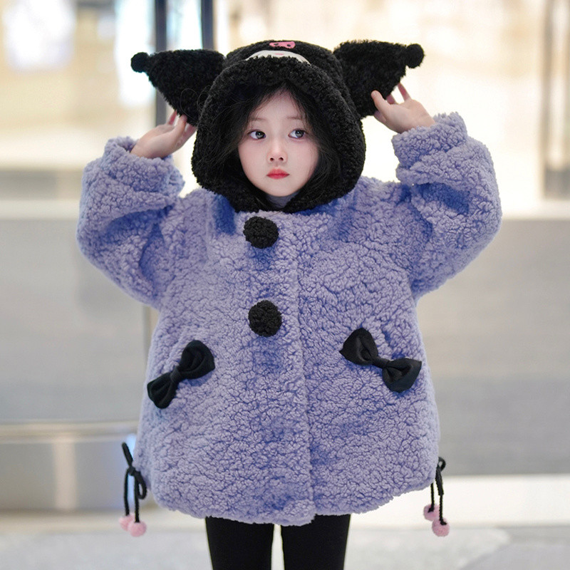 [Kulomi Plush Jacket] เสื้อผ้าเด็กสินค้าใหม่ฤดูหนาวบวกขนแกะขนแกะเสื้อแจ็คเก็ตน่ารักมีฮู้ดการ์ตูนสมบัติหญิง