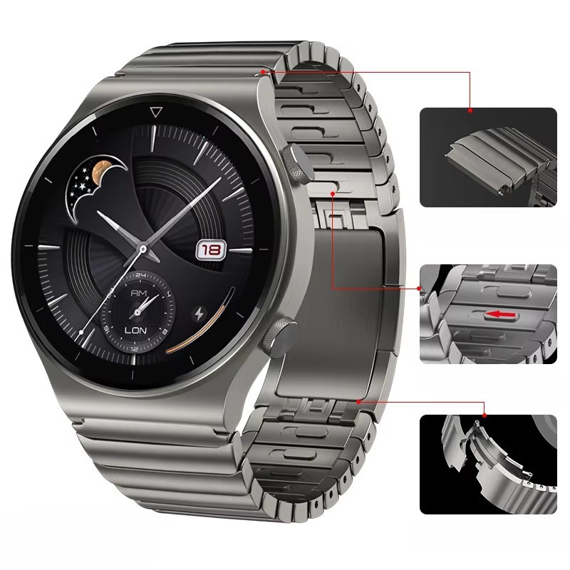 ใช้ได้กับ Huawei watch GT5 gt5pro สายคล้องสายสแตนเลสสไตล์ Porsche watch5 46mm สายเหล็กผู้ชาย