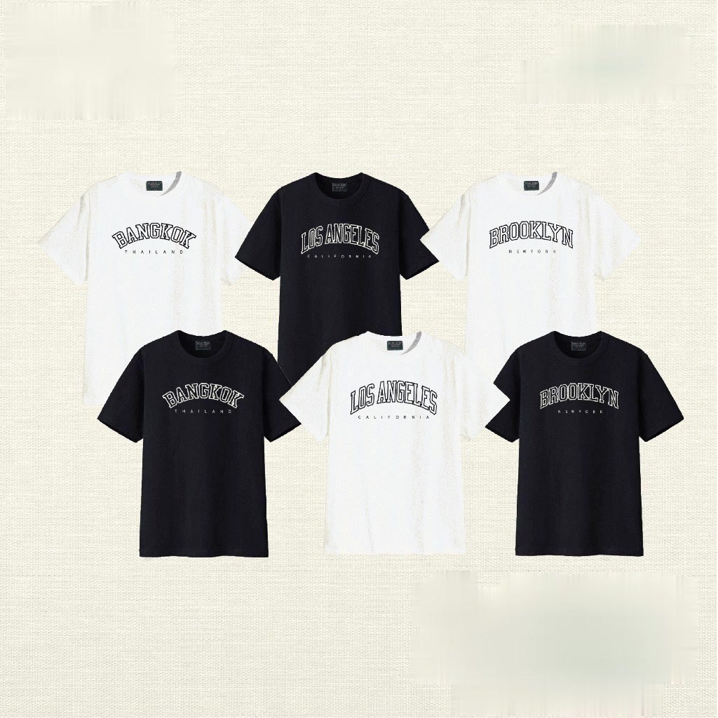 (พร้อมส่ง) เสื้อยืด เมืองยอดฮิตสกรีนสีจม ผ้าCottonตัวอักษรที่เรียบง่าย สวมใส่ได้ทั้งชายและหญิง นักเรียน สันทนาการ แฟชั่น