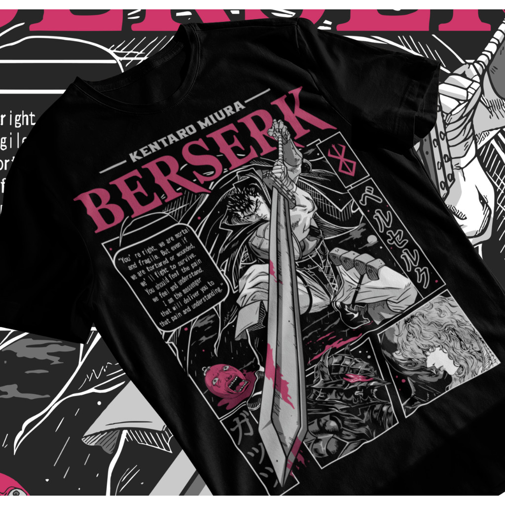 เสื้อยืด Berserk Manga Strip Guts Berserker Armour อะนิเมะเสื้อยืดนุ่ม