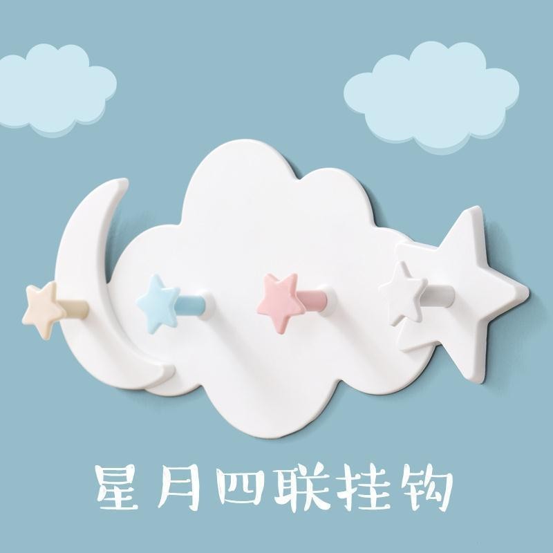 สตีฟ น่ารักการ์ตูนเมฆดาวตะขอกาวแขวนผนังประตูด้านหลังตะขอเสื้อผ้าตะขอแขวนผนังห้องน้ําไร้ร่องรอยตะขอกาวที่แข็งแกร่ง