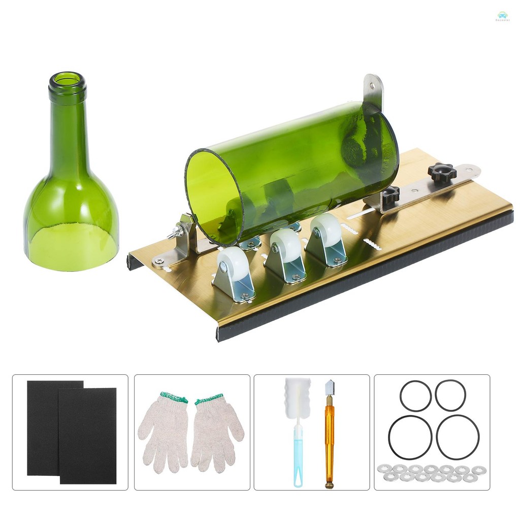 Yb1 ตัด toolsชุดเครื่องตัดขวดเครื่องตัดขวด DIY เครื่องสําหรับตัดรอบขวดรูปไข่และ Mason Jars พร้อมถุงมือขัดกระดาษทรายแก้ไขแหวนยางและดินสอแก้ว Cutte