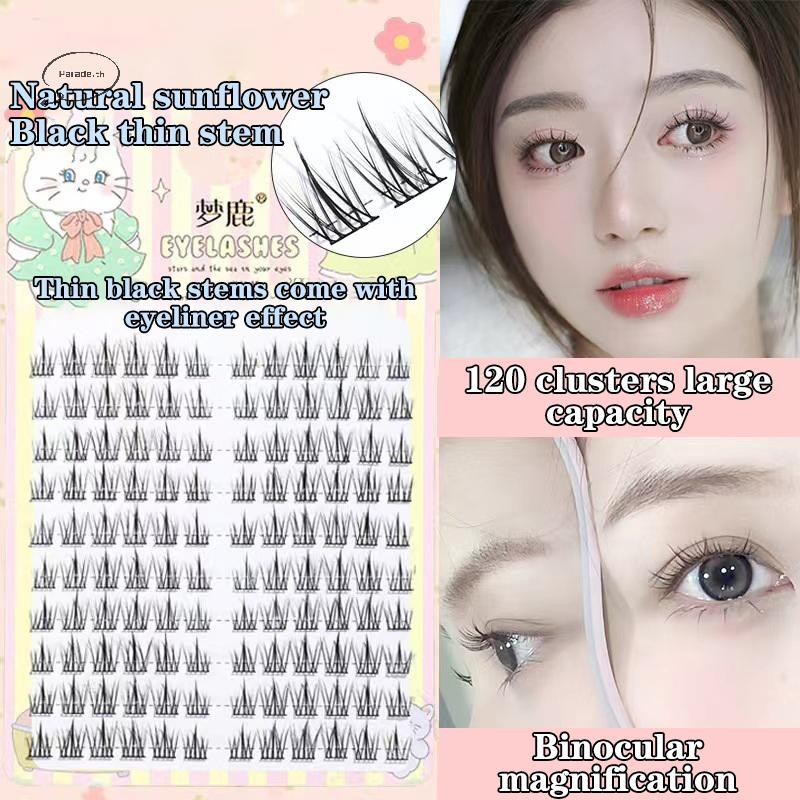 Parade Sunflower ขนตาปลอมธรรมชาติจําลองการ์ตูน Eye ขนตาปลอม Extension Diy แต่งหน้าส่วนบุคคล Segmented Eye TH
