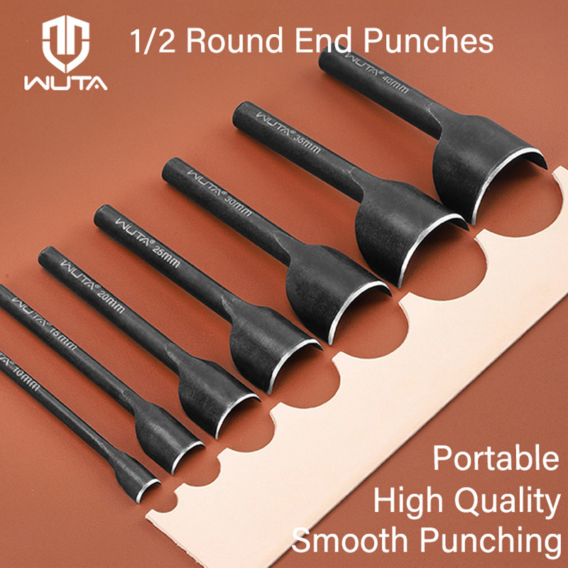 Wuta Half-Round Punch Arc Shaped Clear Sharp Punch เครื่องตัดหนังป้องกันสนิมครึ่งวงกลมเครื่องมือตัดสําหรับสายเข็มขัดกระเป๋าสตางค์กระเป๋า End