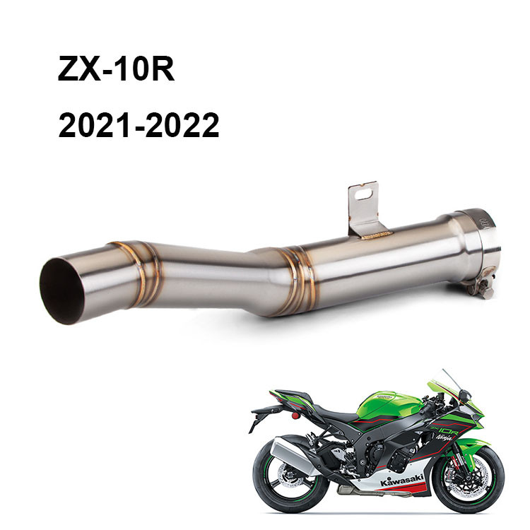 รถจักรยานยนต์ ZX-10R 2021-2022 ลบ Catalyst Exhaust Middle Link ท่อเชื่อมต่อท่อไอเสียเดิม