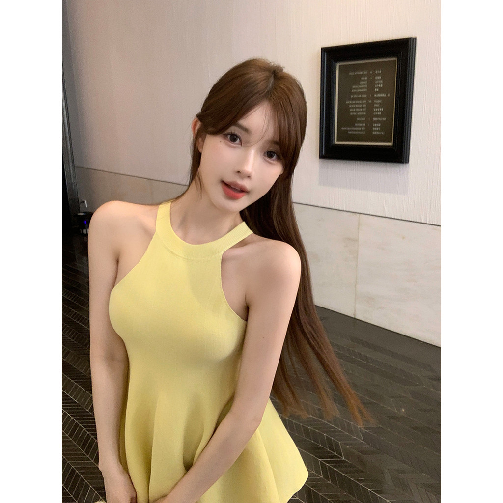 Evelynชุดมินิเดรสไหมพรม ทรงรัดตัว คอกลม สีพื้นเรียบๆ รูปที่ 3