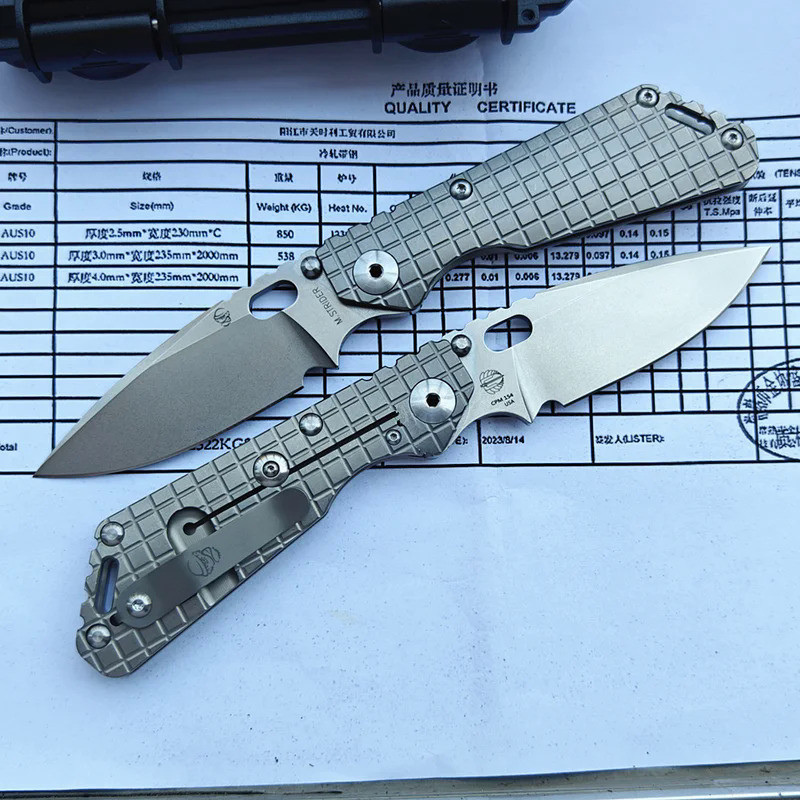 JUFULE Monkey Customized M.Strider SNG Titanium Handle Mark CPM 154 Copper Washer Folding Knife Camp