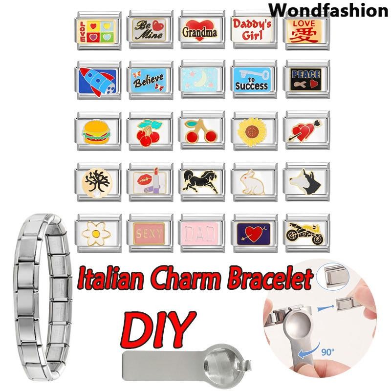 ดอกทานตะวันเชอร์รี่อิตาเลี่ยนสร้อยข้อมือ Charm Fit 9 มม.สร้อยข้อมือสแตนเลส DIY เครื่องประดับทําอุปกรณ์เสริม Retro บุคลิกภาพโมดูลสร้อยข้อมืออุปกรณ์เสริม