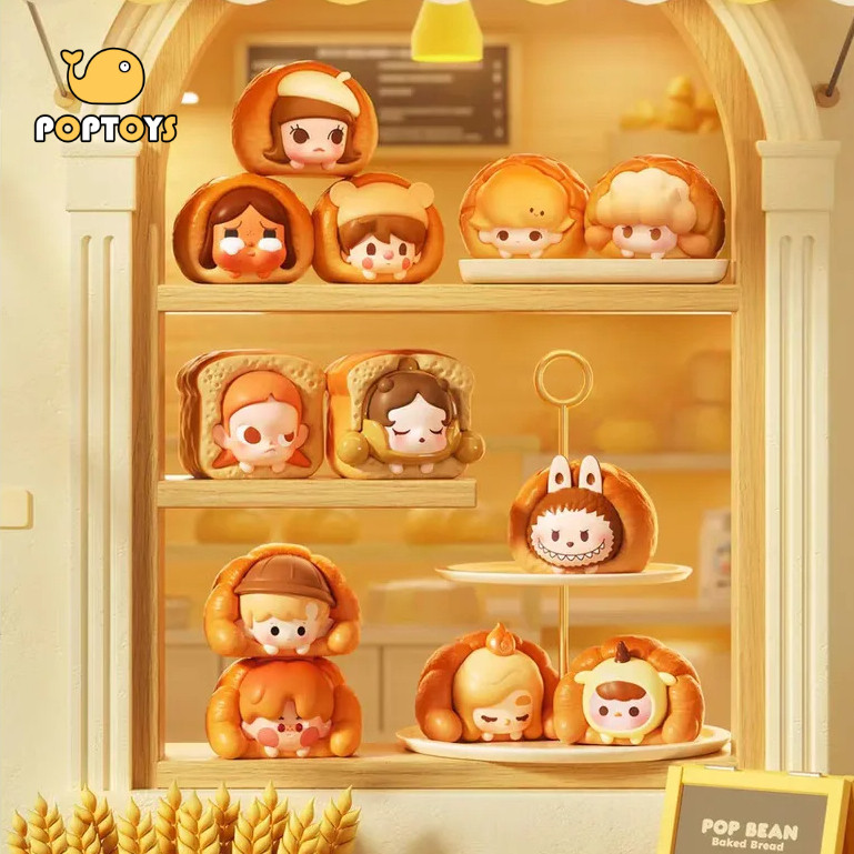 POPTOYPOPMART Popbean ขนมปังอบ Series Crybaby Dimoo Skullpanda Pucky Molly Sweet Bean Zsiga Labubu CHAKA Crybaby เดสก์ท็อปตกแต่งของขวัญวันหยุดตุ๊กตาน่ารักแฟชั่น Acce