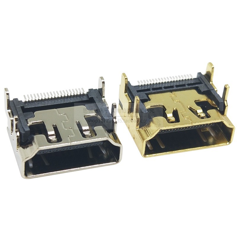 อินเทอร์เฟซ Hdmi แพทช์แนวนอน 19P ถักด้วยเคลือบทองพร้อมซ็อกเก็ตส่ง HD SMT ซ็อกเก็ตหญิง 4 พินคงที่