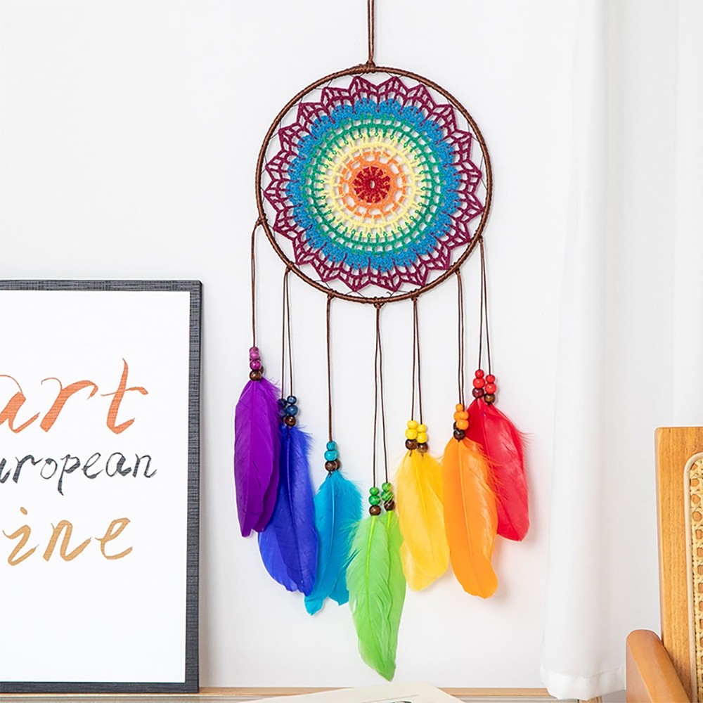 Dream Catcher ตาข่ายดักฝัน แฮนด์เมด สําหรับแขวนตกแต่งผนังบ้าน ห้องนั่งเล่น ห้องนอน v#ของฝาก