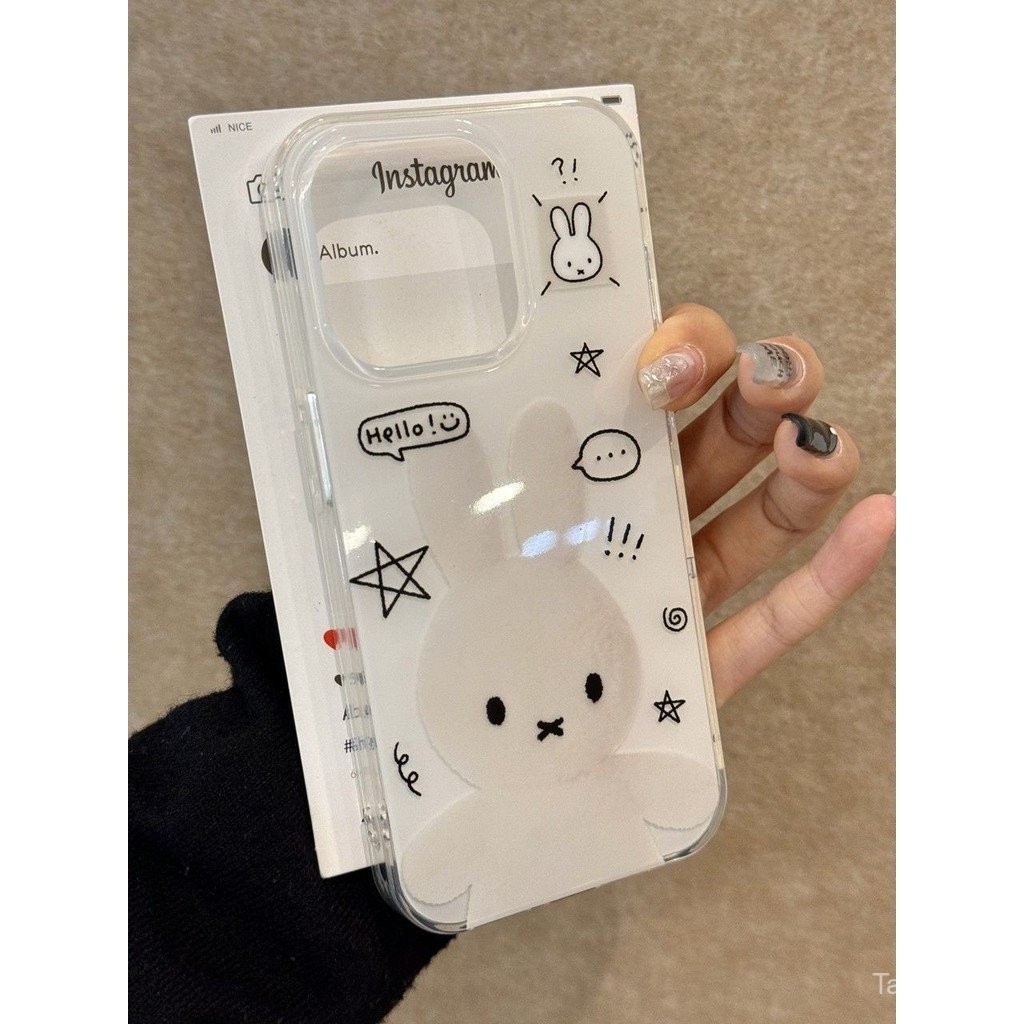 เคสมือถือสำหรับ iPhone 7 8 x XS XR xsmax 11 12 13 14 15 16 Pro Max PLUS น่ารักการ์ตูนกราฟฟิตี Miffy Rabbit เคสนิ่มหุ้มทั้งเครื่องกันกระแทกเคสกันกระแทกเคส opbf