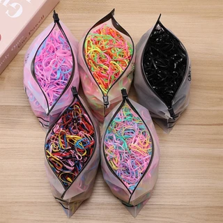 ✨In Stock✨SHIMMERLUX 1000PCS ยางรัดผมแบบใช้แล้วทิ้งยืดหยุ่นยางรัดผมแหวนเด็กผู้หญิง Ponytails ใหม่