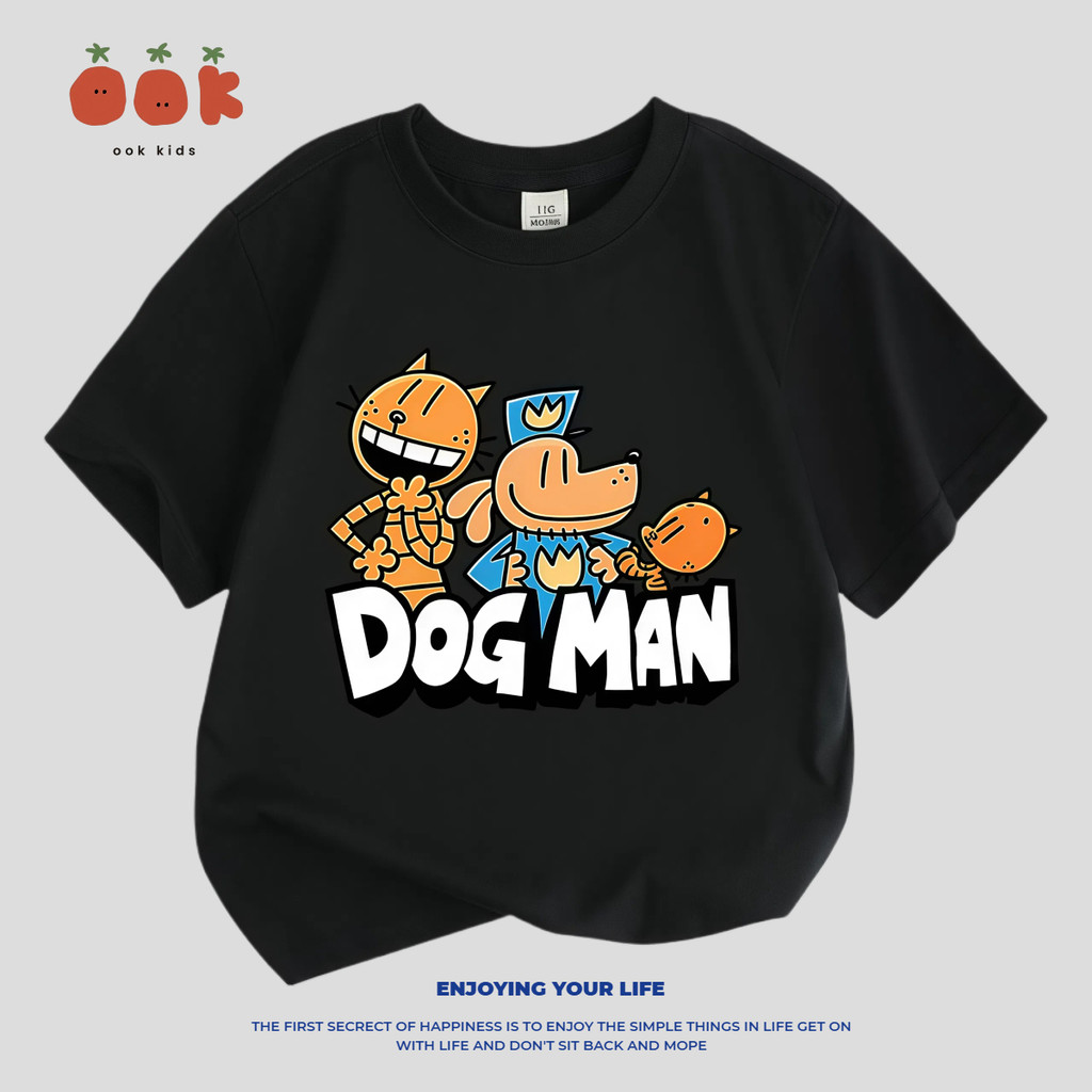 เสื้อยืดเด็ก ลาย Dog Man การ์ตูนตลก ผ้าคอตตอน นุ่ม รูปที่ 3