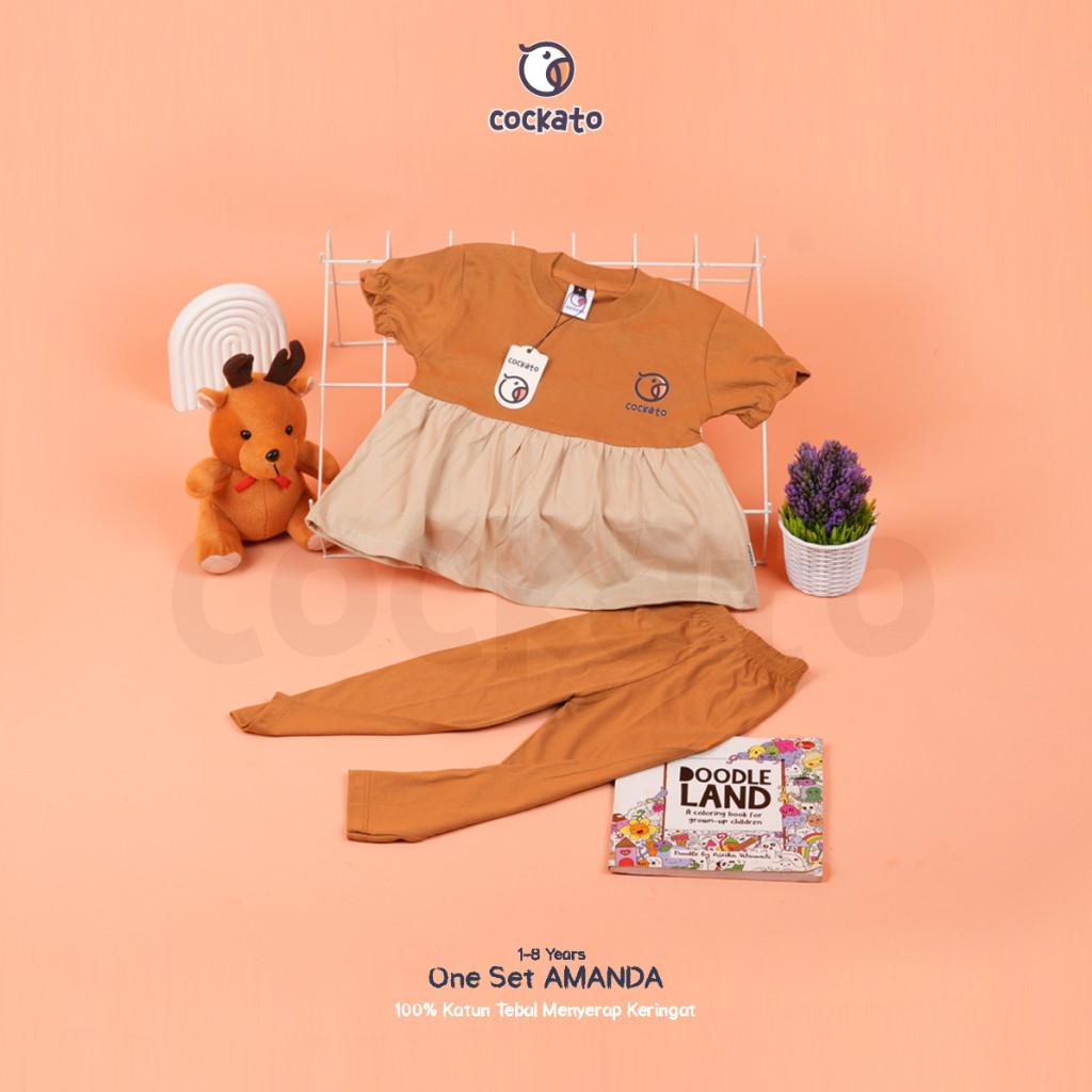 KATUN DELI STORE ชุด Cockato สําหรับเด็กผู้หญิง Amanda 1-8 ปีผ้าฝ้าย 100%