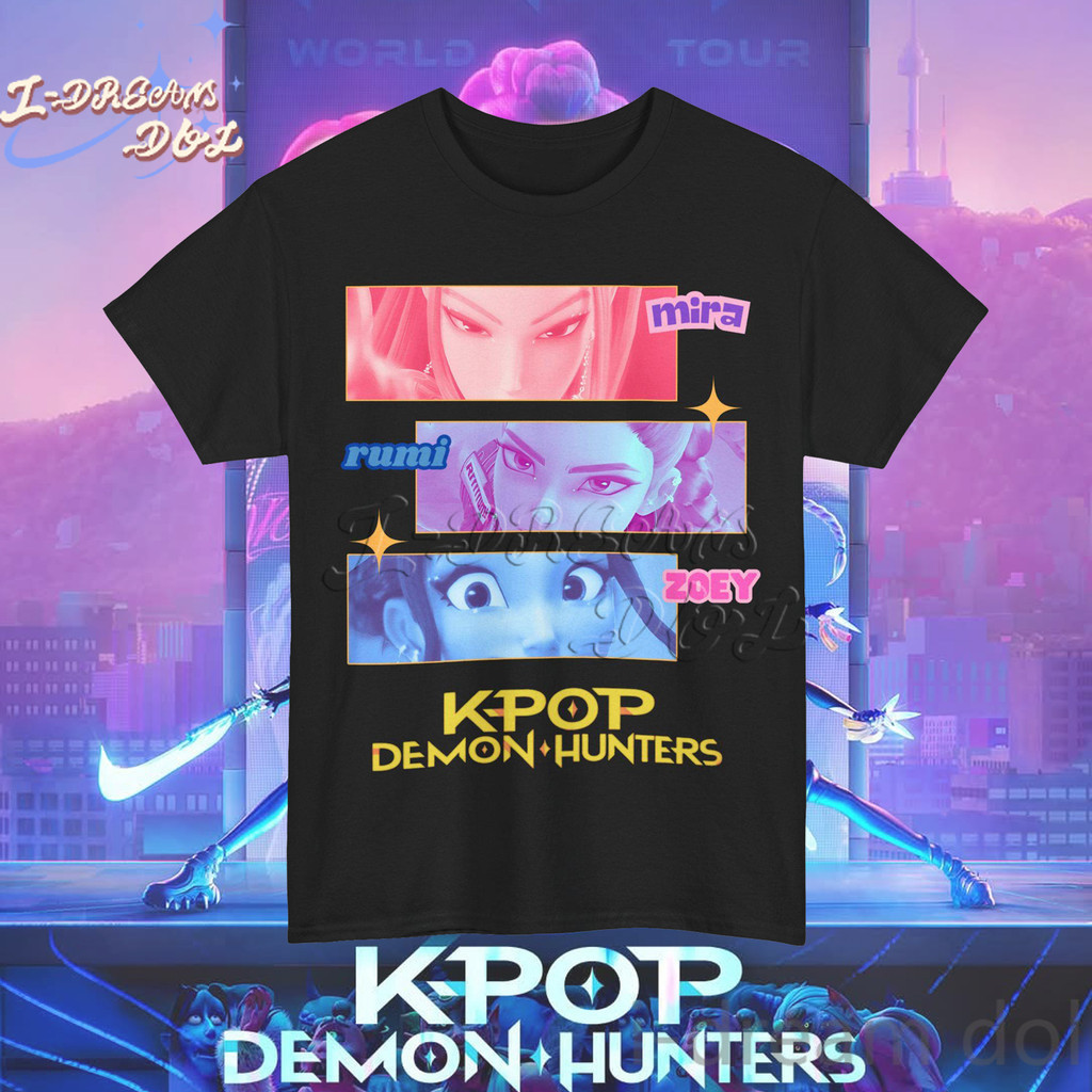 KPop Demon Hunters ภาพยนตร์ TShirt HUNTRX Eye Shadow พิมพ์ TShirt Unisex TShirt ผู้ใหญ่และเด็ก TShir