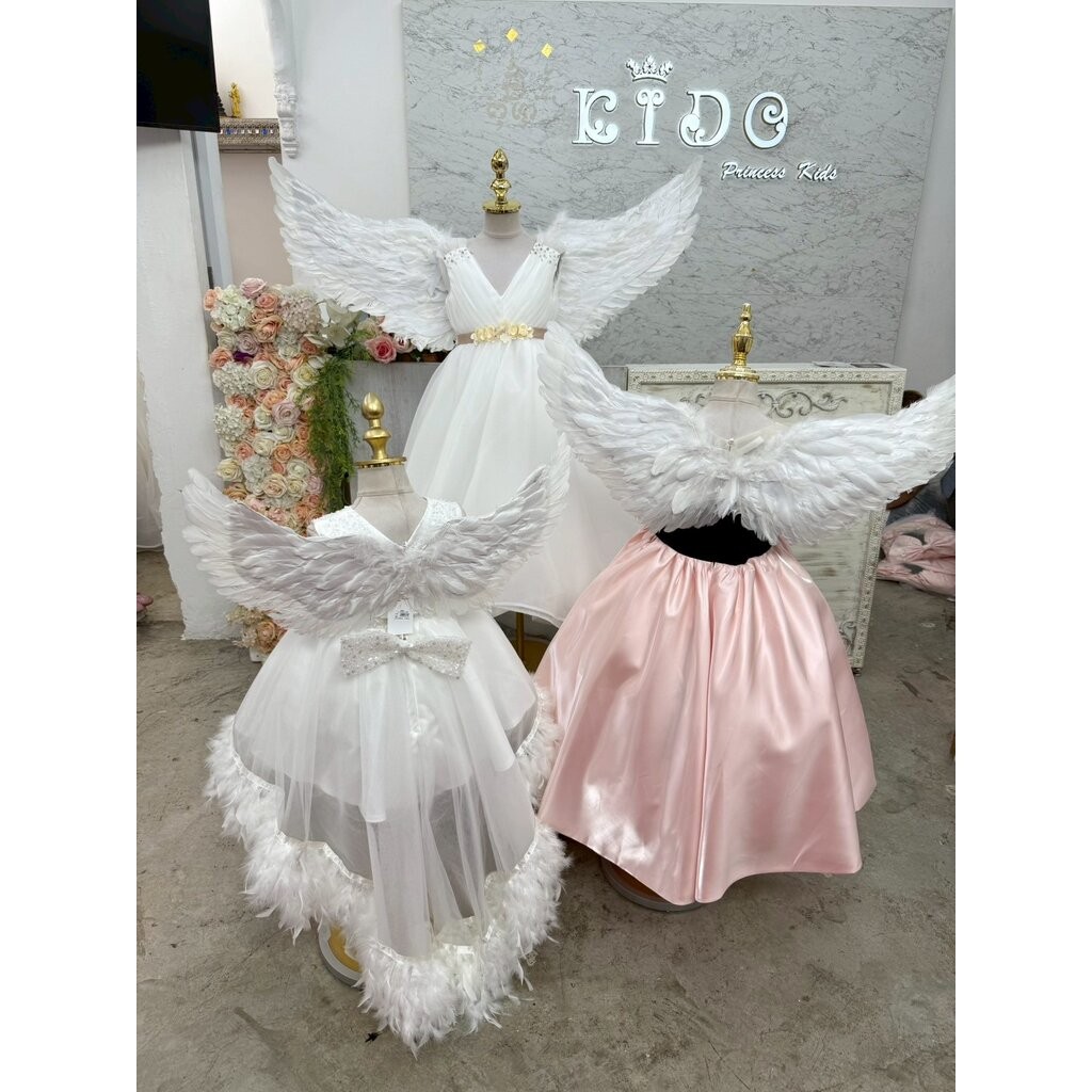 Sปีกเด็ก *มีหน้าร้าน ตรงปก พร้อมส่ง *W05 ปีกนางฟ้าขนนกสีขาว สีดำทรงปีกตั้ง แสนสวย พับได้ พร็อพสำหรับตกแต่งชุดนางฟ้าน่...