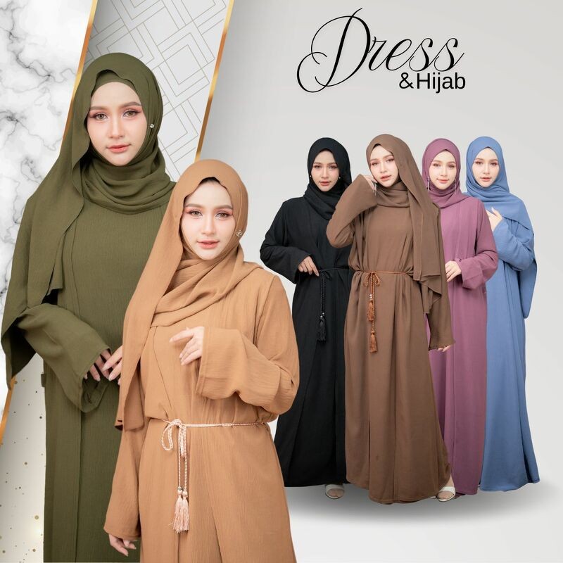 ชุดเดรสยาว พร้อมผ้าคลุมฮิญาบ เป็นชุดสำหรับสตรีมุสลิม เรียบง่าย IN20วาริสมุสลิม