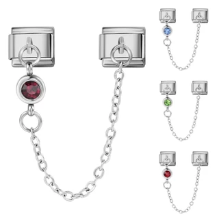 สร้อยข้อมือ 12 เดือน Birthstone ออกแบบอิตาลี ห่วงโซ่สายเหล็กไทเทเนียม ปรับแต่งได้ตามใจชอบ