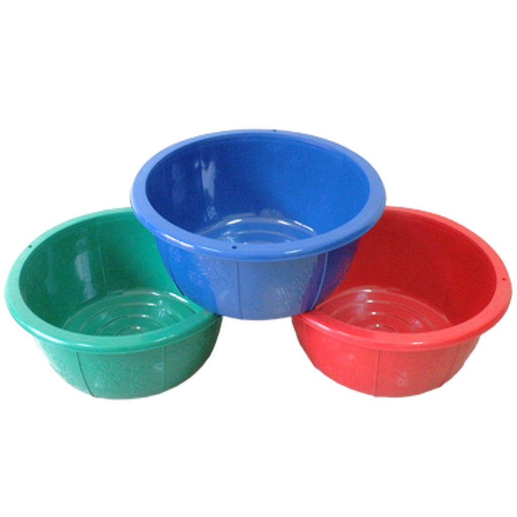 กะละมังกลมพลาสติก ขนาด 45x16cm (ยี่ห้อวัฒนา 045M) กะละมังซักผ้า อ่างใส่ของ อ่างรองน้ำฝน