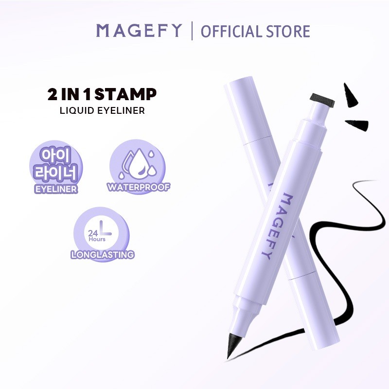 MAGEFY 2-in-1 Wing Stamp Eyeliner - กันน้ําและรอยเปื้อน E10