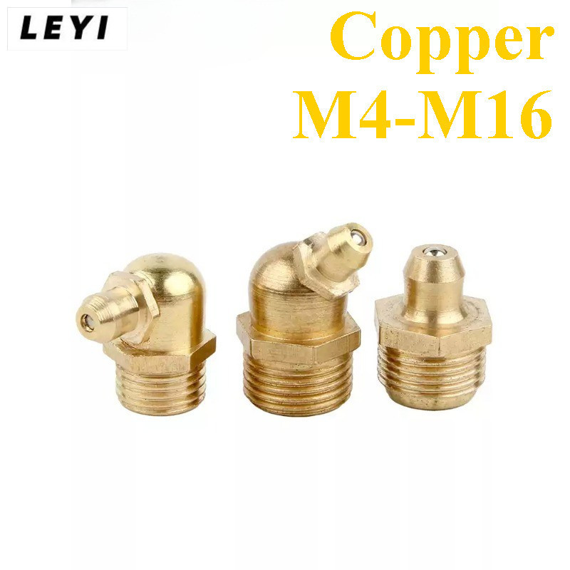 หัวหยอดน้ำมันทองแดง M4-M16 คุณภาพสูง สำหรับการหล่อลื่นเครื่องจักร รถยนต์ อุปกรณ์ก่อสร้าง ทนทานต่อการ